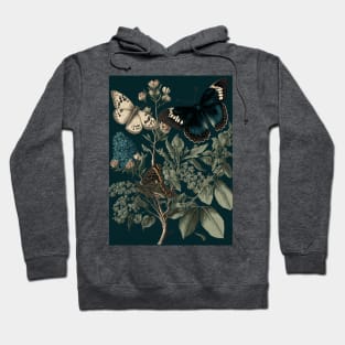 Cottagecore Moths and Butterflies | Sage Green and Teal Hoodie